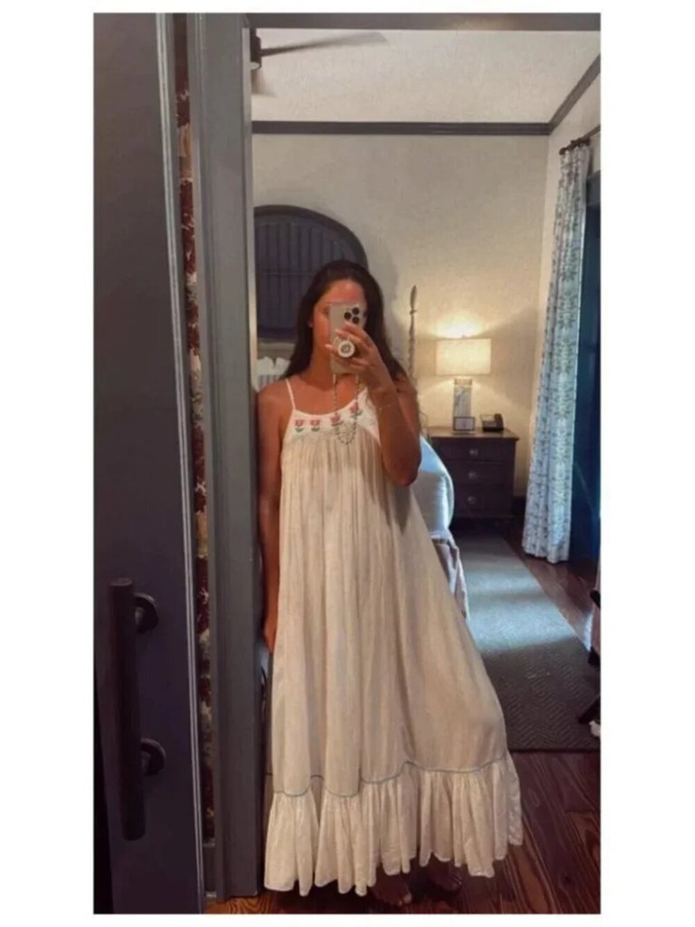 FREE PEOPLE Tip Toeing Tulip Midi Dress in Whisper White Size Small - Picture 11 of 13